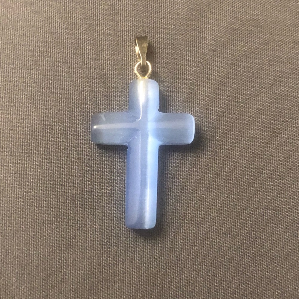 Neon Blue Colored See Through Cross Pendant